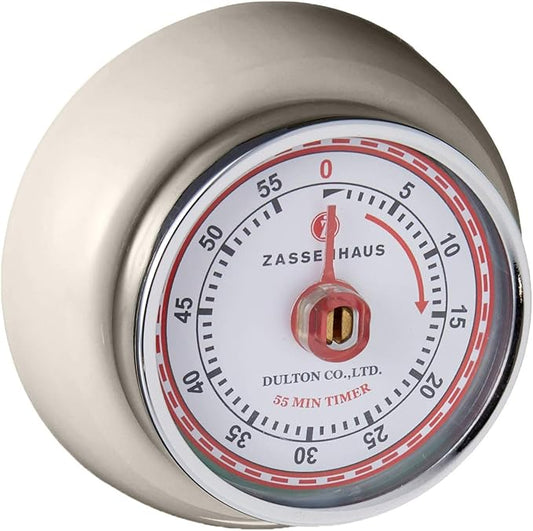 Zassenhaus Magnetic Retro Kitchen Timer, Classic Mechanical Cooking Timer (Cream) by Zassenhaus