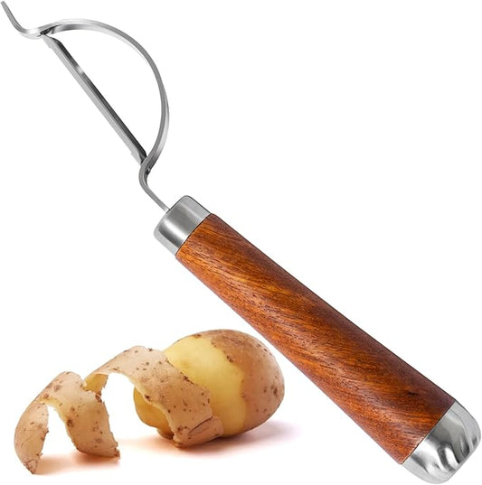 Potato Peeler Wooden Handle, Curved Multifunctional Vegetable Peeler, Rosewood & Stainless Steel, Fruit & Veggie Peeler, Peeler Knife Blade, Eye Remover