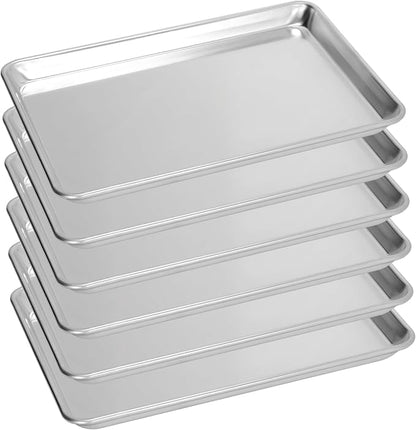 6 Pack Big Size Baking Sheet Pan, Aluminum Commercial Cookie Sheet Pan, Durable & Anti-Stick 15”x 21” by FSUON