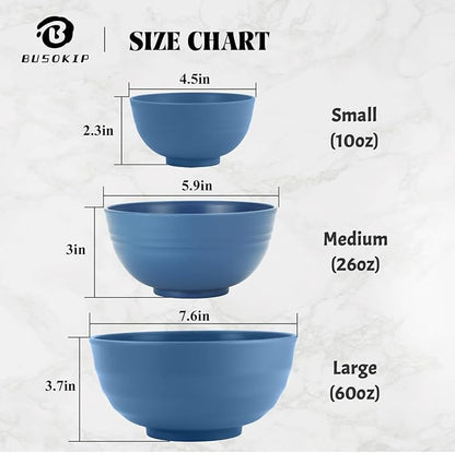 Wheat Straw Bowl 10 OZ - 5 Inch, Unbreakable Small Bowls Set of 8, Dessert Bowl for Kitchen, Camping, Party, Microwave and Dishwasher Safe Mini Bowls for Appetizer, Yogurt (Blue)