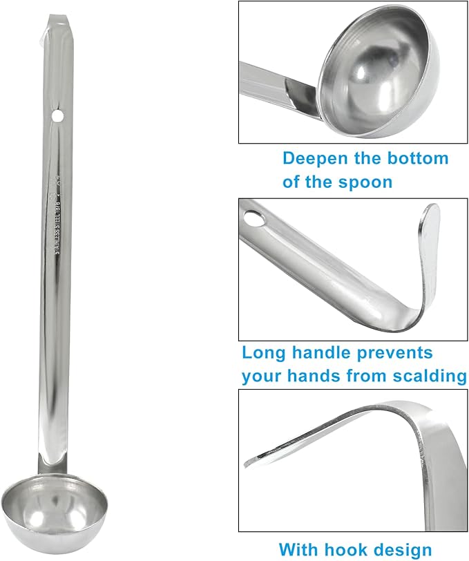 Piutouyar 3 Pcs 1 oz Soup Ladle Set, Stainless Steel Ladle with Long Hooked Handles Kitchen Cooking Serving Ladle Accessories for Cooking Soup Sauce Stews - Image 5