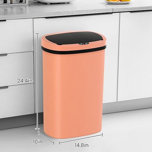 13 Gallon Trash Can | 50L Sensor Automatic Kitchen Trash Can with Lid | Touchless Garbage Bin Odor-Control for Kitchen, Office, Bedroom, Living Room (1 Pack, Pink) - Image 8