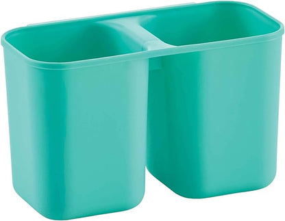 Farberware Compact Dish Drying Rack with Frost Sink Brush, Removable Drainboard and Flatware Caddy, Holds 9 Plates - Teal, Rust-Resistant for Small Kitchens - Image 5