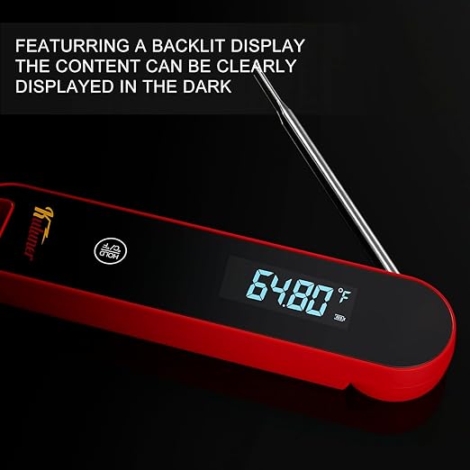 KULUNER The Latest Thermocouple Instant Reading Meat Thermometer Digital,Faster Less Than 0.6 Second Response,IP67 Waterproof Thermometer Suitable for Grilling, Cooking,BBQ Gifts for Men (Red) - Image 4