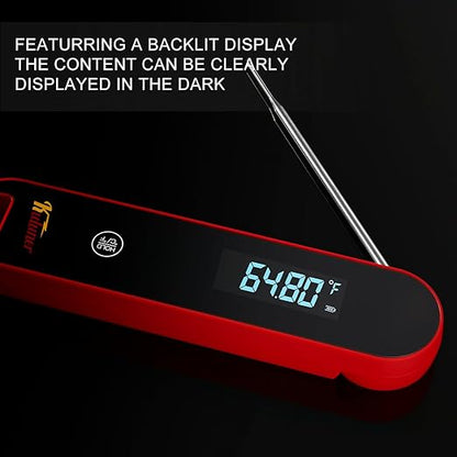 KULUNER The Latest Thermocouple Instant Reading Meat Thermometer Digital,Faster Less Than 0.6 Second Response,IP67 Waterproof Thermometer Suitable for Grilling, Cooking,BBQ Gifts for Men (Red) - Image 4