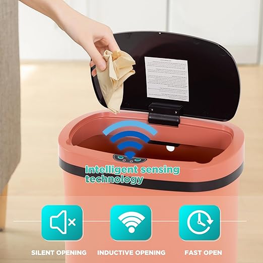 PayLessHere | 13 Gallon Plastic Trash Can | Pink | Automatic Touchless Lid with Motion Sensor | Kitchen Garbage Can with Waterproof Design | for Home, Office, Bathroom | Pack of 1 - Image 3
