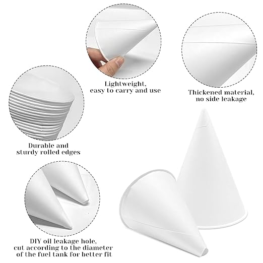 50 Disposable Funnels for Motor Oil & Other Liquids - 4.5 oz Foldable Engine Oil Funnel - Flat Pack
