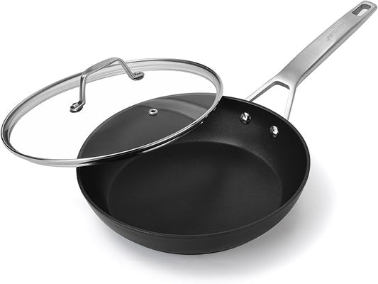 MsMk 7 inch Small Egg Nonstick Frying Pan with Lid, Eggs Omelette Burnt also Non stick, Scratch-resistant, Induction Skillet, Oven Safe to 700°F Pan for Cooking, Dishwasher Safe