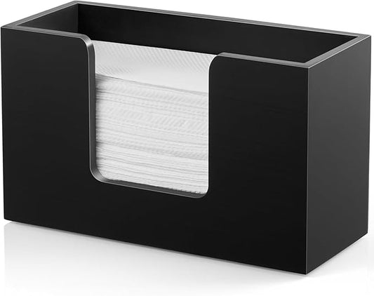 Paper Towel Dispenser Countertop, Wooden Bathroom Paper Towel Holder, Black Napkin Holder for Kitchen, Countertop Multifold C-Fold, Z-Fold, Trifold Paper Hand Towel Dispenser for Bathroom Toilet by Bivvclaz