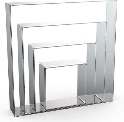 Square Cookie Cutter Set Large - 5 Inch, 4 Inch, 3 Inch, 2 Inch - Geometric Frame Plaque Cookie Cutters Shapes Biscuit Molds - Stainless Steel