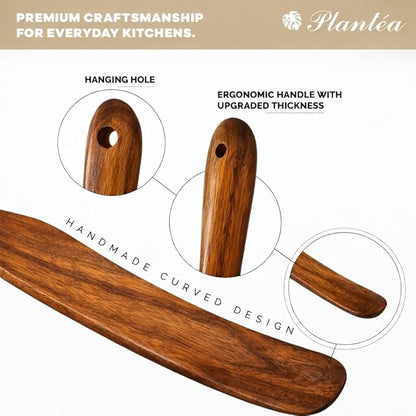 As Seen On TV, Spurtles Kitchen Tools Wooden, Plantéa Handmade Wooden Spoons for Cooking, Heat Resistant Spurtle Set Cooking Utensil For Non-Stick Cookware, Stirring, Mixing, Whisking, Serving
