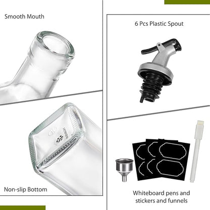 YEBODA 8oz Clear Glass Olive Oil Dispenser Bottles, and Vinegar Cruet Bottle Includes Pourers, Funnel Labels, Cooking Container for Kitchen 6 Pack - Image 4
