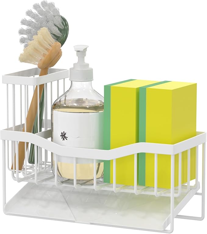 Fssvcd Maifan Sink Caddy Sponge Holder for Kitchen with Brush Holder and Stainless Steel Self Drain Tray, Rustproof Kitchen Sink Organizer for Sponge, Soap Dispenser Storage Accessories - Image 7