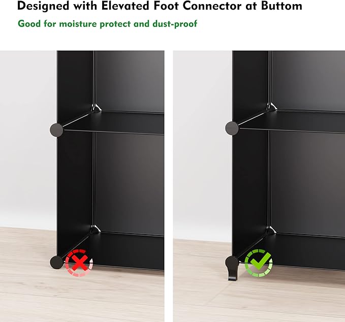 HOMIDEC Closet Organizers and Storage, 9 Cube Storage Organizer, Portable Closet Organizer Cubes Shelves for Clothes, Bedroom, Kids Room, Bathroom, Wardrobe, Garment Racks, Black - Image 7