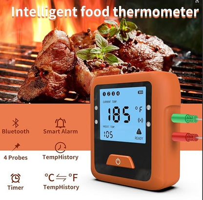 Smart Wireless Meat Thermometer Digital for Grilling and Smoking, 4 Meat Probes Grill Thermometer for Outside Grill, BBQ Thermometer for Cooking Food Temperature