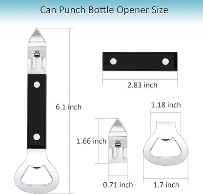 Can Punch Opener Little Cook Stainless Steel Can & Bottle Opener, Manual 2 in 1 Multifunctional Kitchen Tool, Dishwasher Safe (Black) - Image 2