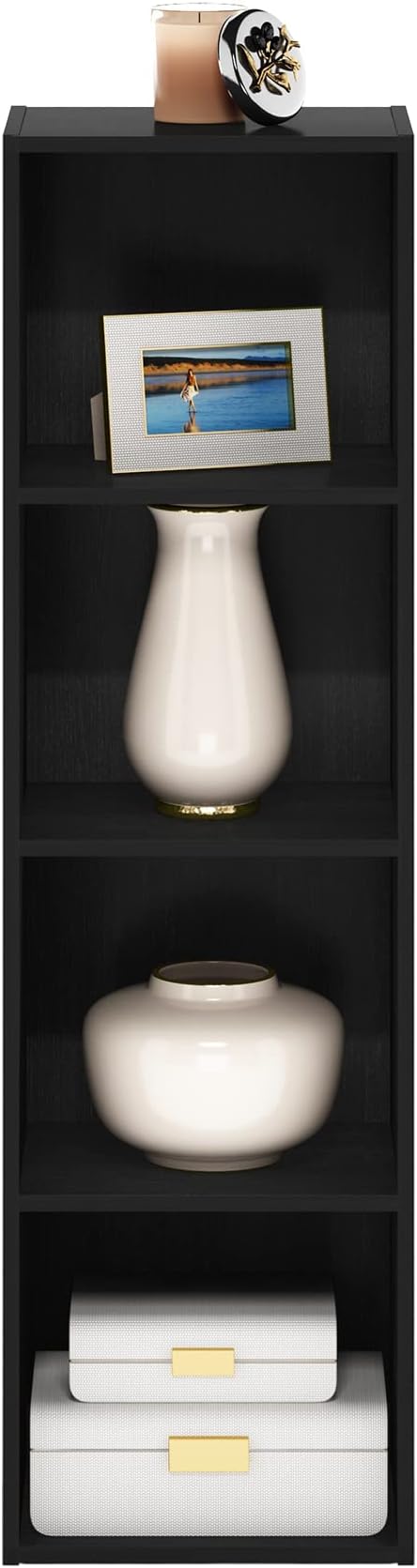 Furinno PASIR Book Shelf, 4-Tier Modern Bookshelf, Open Shelves Bookcase 9 x 12 x 42, Easy Assembly, for Living Room, Bedroom, Home Office, Blackwood - Image 6