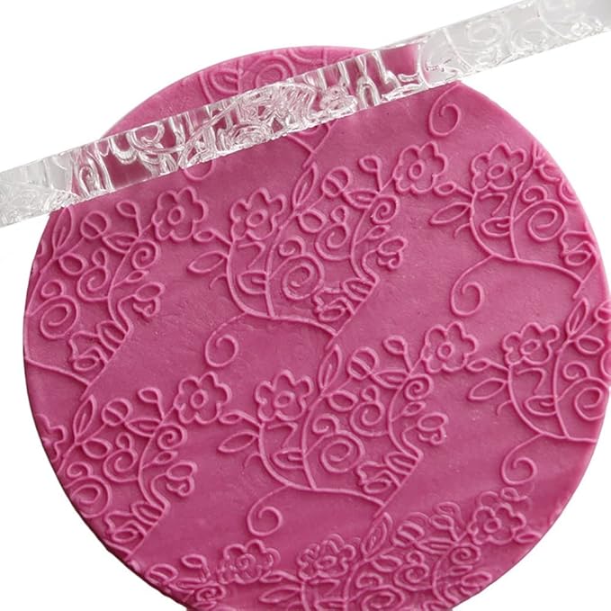 Acrylic Rolling Pin with 28 Patterns, Lightweight 6.3x0.4 Inch Textured Design for Cookie Dough and Pastry (#25)