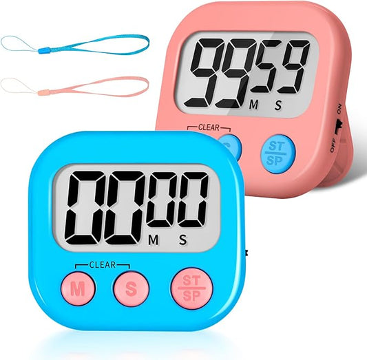 ZILLEEN Classroom Timer for Kids Teachers 2 Pack Digital Timers, Blue & Pink by ZILLEEN