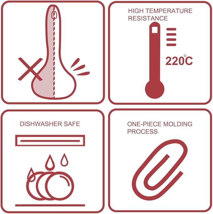 uxcell Silicone Soup Ladle Spoon 8.5 Inch Heat Resistant to 450°F One Piece Design Restaurant Kitchen Cooking Utensil for Serving Soup Red