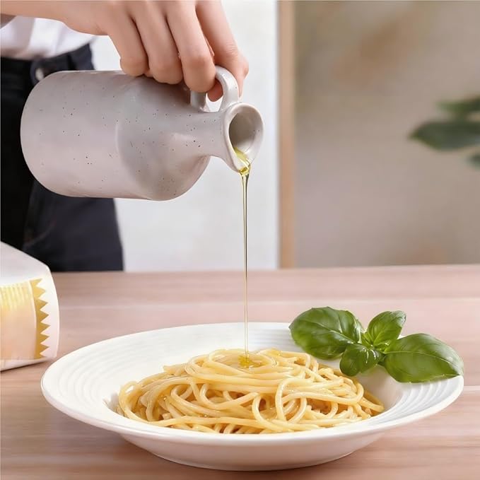 Ceramic Olive Oil Dispenser with Cork Stopper, 13.5 Oz Hand - crafted Reactive Glaze Texture Oil Pot, Leak - Proof Small Hole Spout for Kitchen, Ideal for Vinegar, Wine, Soy Sauce, Lemon Juice - Image 3