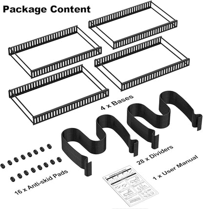 Housolution 2 Pack Pot and Pan Organizer, 12"-23" Expandable Pot Lid Organizer with 14 Adjustable Dividers, Pan Lid Holder Storage Rack for Cabinet, Black - Image 7