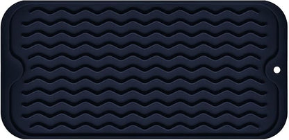 Silicone Dish Drying Mat for Multiple Usage, Easy clean, Eco-friendly, Heat-resistant Dish Drainer Mat for Kitchen Counter,Sink,Refrigerator or Drawer liner (12" x 6", Dark Blue) by MODENGKONGJIAN