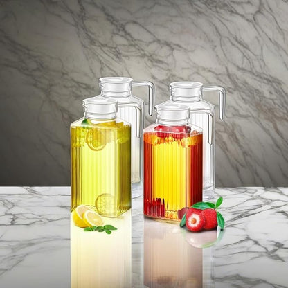 Panitay 4 Pcs 51 Ounces Plastic Pitcher with Lid Clear Acrylic Refrigerator Safe Pitcher Shatter Proof Juice Containers with Lids for Water Milk Sangria Lemonade Cold Drinks - Image 5