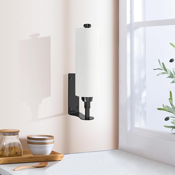 SetSail Paper Towel Holder, Single Hand Operable Paper Towel Holder Under Cabinet with Adjustable Damper, Easy Tear, Wall Mount, Self-Adhesive or Drilled for Kitchen Bathroom, Black - Image 7