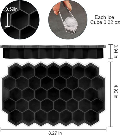 Ice Cube Trays for Freezer with Lid-Silicone Ice Cube Tray with Lid Ice Maker 4 Pack Black,Easy-Release Reusable Ice Cube Coffee Scoop for Coffee Bar Accessories - Image 2