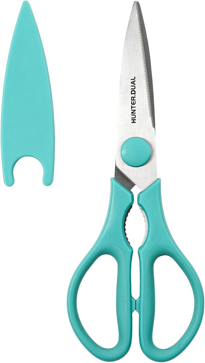 Kitchen Scissors for Food, HUNTER.DUAL Heavy Duty Come Apart Poultry Shears for Cooking, All Purpose for Cutting Chicken, Meat, Fish & Vegetables (Auqa, 8.35 Inch) by HUNTERDUAL