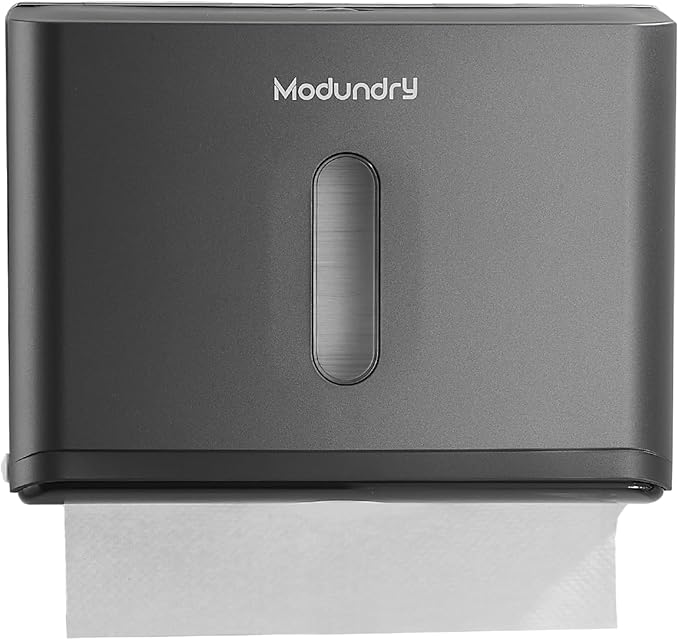 Paper Towel Dispensers Wall Mount: Multifold Z-Fold Paper Towel Holder, No Drilling Install, Compact Hand Towel Dispenser for Home Bathroom, Restroom, Office, Matte Grey