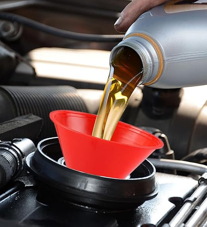 Arcimatto 3 Pack Automotive Oil Funnels Set, Right Angle Funnels, Car Plastic Long Neck Gas Fluid Funnel Kit with 23" Flexible Removable Hose for Water, Fuel, Oil Change