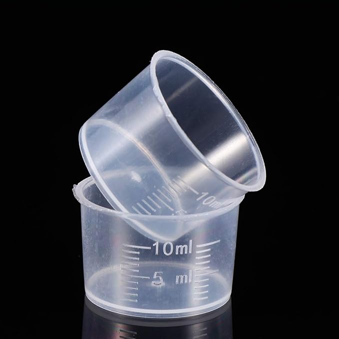 TOYANDONA Disposable Measuring Cup Set Pack of 100 Clear Plastic Measuring Cup 10ml Transparent Containers Thickened Measuring Cups for Mixing Paint, by TOYANDONA