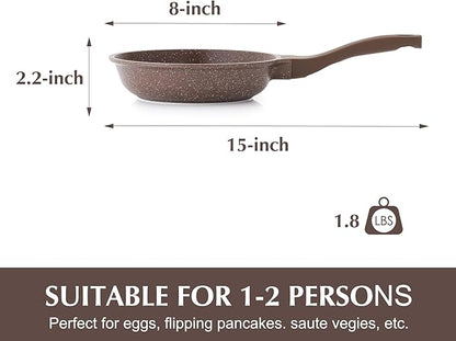 SENSARTE Nonstick Frying Pan Skillet, Non Stick Omelette Pan, Healthy Stone Cookware Chef's Pan PFOA Free, Toffee Brown (8 Inch) - Image 6