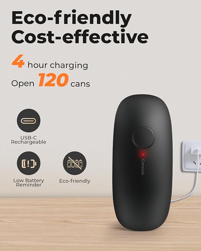 Canslab Ultrablde (Basic Version）_Rechargeable Electric Can Openers for Kitchen for Seniors with Arthritis- USB Battery Can Opener for Any Size Can - Smooth Edge, Handsfree, Wall Mountable Opener - Image 2