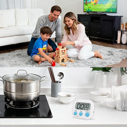 Digital Kitchen Timer, 6 Pcs Classroom Timers for Kids Teacher, Magnetic Countdown Minute Simple Timer for Cooking Study Exercise Game Baking Reading Gym Meeting Work Task (White/Blue/Pink/Green)