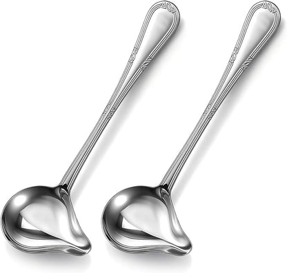 2 Pcs Gravy Ladle with Pour Spout 7.8'' Stainless Steel Small Ladle Sauce Soup Spoon 1 Ounce Small Drizzle Ladles for Cooking Serving Canning