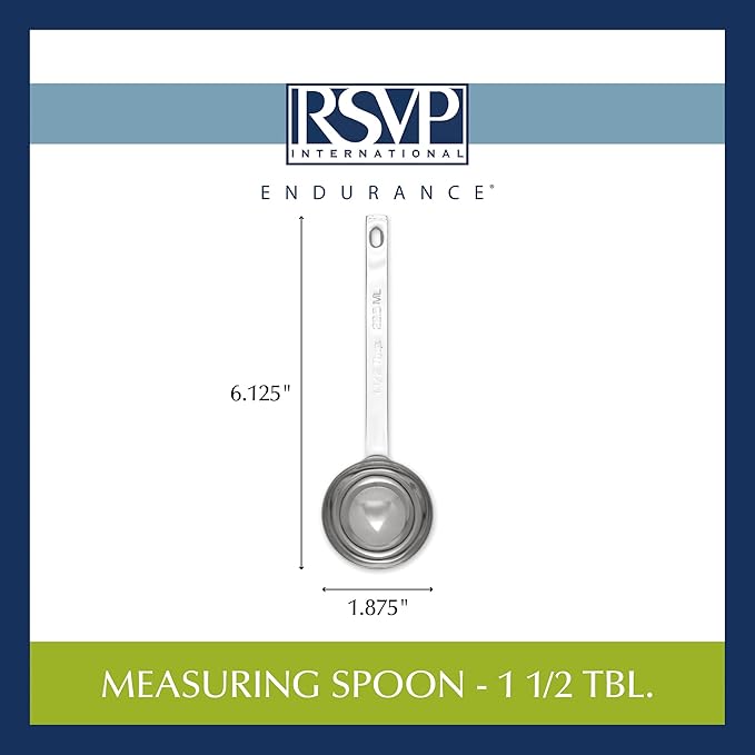 RSVP International Endurance Kitchen Collection Open Stock Measuring Spoon, Stainless Steel, Dishwasher Safe, 1.5-Tablespoon - Image 7