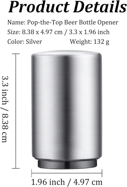 3PCS Premium Automatic Beer Bottle Opener, Magnet Stainless Steel Push Down Off Soda Lid Open Magnetic Catching No Damage Caps, Portable Pop the Top Bar Tools for Home Wine Accessories Picnic Camping - Image 2