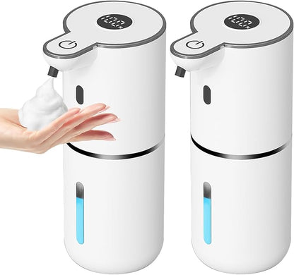 OHIFAST 2 Pack Automatic Foaming Soap Dispenser Touchless, USB Rechargeable Smart Hand Soap Dispenser, 6-Level Adjustable, 12.8oz/380mL Wall Mount for Bathroom Kitchen Dish Soap-White by OHIFAST