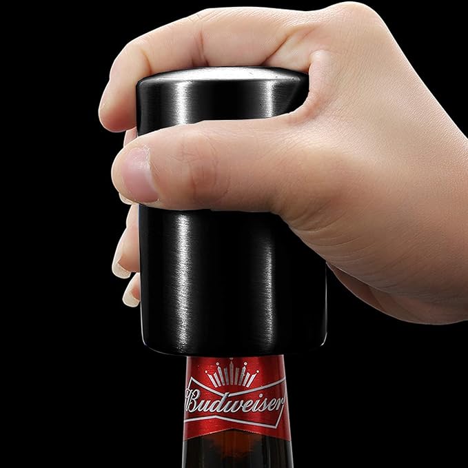 Father's Day Gift for Dad, YUDANSI Push Down Bottle Opener, Automatic Beer Openers, Stainless Steel Bottle Cap Mover, Funny Kitchen Gadgets, Beer Bar Accessories Gifts for Him BF, Magnetic Corkscrew