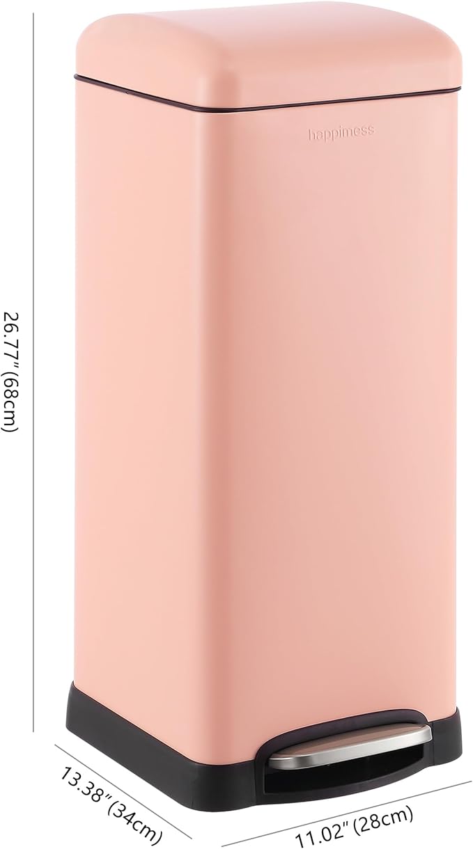 happimess HPM1007J Betty Retro 8-Gallon Step-Open Trash Can, Fingerprint Resistant, Modern, Minimalistic for Home, Kitchen, Laundry Room, Office, Bedroom, Bathroom, Flamingo Pink - Image 4
