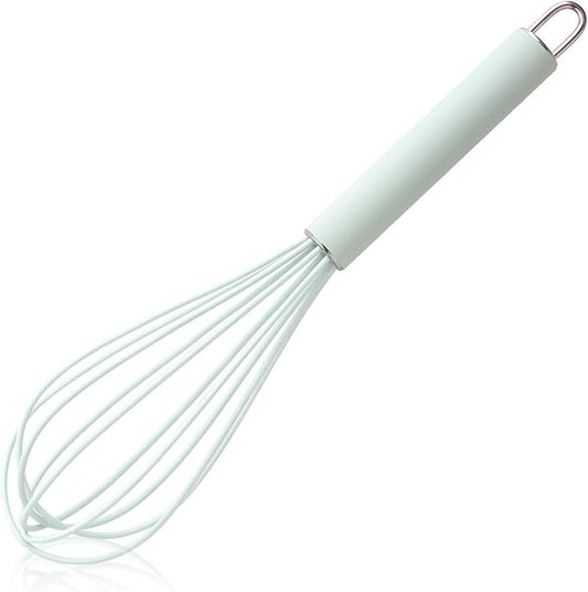 GorGin high temperature and easy to clean silicone whisk, stirrer, 10 inch, grip good grip design for Blending Whisking Beating Stirring Cooking Baking (1 Pack | blue) by GorGin