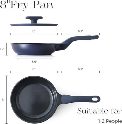 PRICUSIS Nonstick Ceramic Frying Pan with Lid, 8/10 Inch Skillet with Stay Cool Handle, Fully Coated, 100% Dishwasher Safe, PTFE PFAS & PFOA Free (8 Inch, Blueberry Mist - Image 9