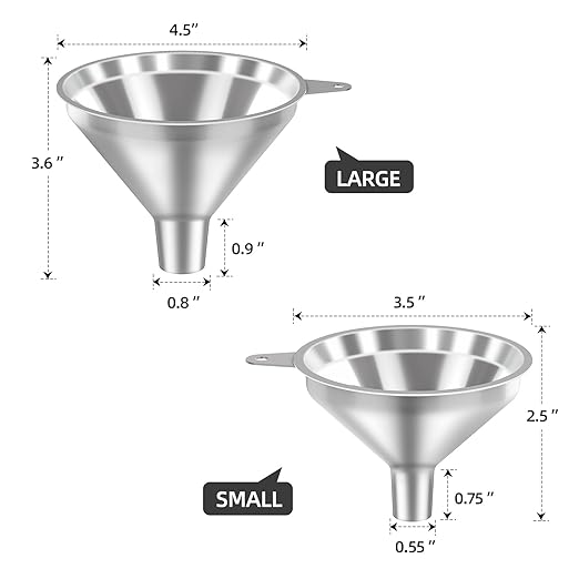 3 Pack Stainless Steel Kitchen Funnel Set,funnels for Kitchen use Filling Bottles, 2 Size Spouts Funnel and Strainer for Filling Different Bottles and Bags - Image 3