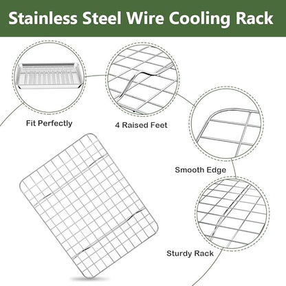 ROTTAY Small Baking Sheet Pan with Wire Rack Set [2 Pans + 2 Racks], 1/8 Stainless Steel Cookie Sheets for Oven, Warp Resistant & Heavy Duty & Rust Free, Size 9 x 7 x 1 Inches - Image 5