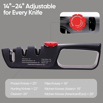 USELUCK Knife Sharpener, 6 Adjustable Sharpening Angles, Diamond-Coated Ceramic Stones for Kitchen, Professional & Pocket Knives - Coarse & Fine