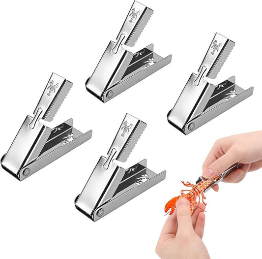 4pcs Crawfish Peeler Tool, Hollow Design Stainless Steel Shrimp & Crayfish Sheller Effortless Tail Peeling for Cooked Shrimp Seafood Shucker Easy to Clean Kitchen Gadget for Home & Restaurants