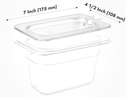 CURTA 6 Pack NSF 1/9 Notched Food Pan Cover, Size Clear Polycarbonate Lid for Commercial Food Pan, Dishwasher & Freezer Safe Plastic Clear